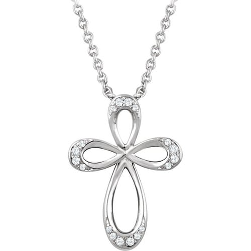 Sterling Silver 1/10 CTW Diamond Cross 18