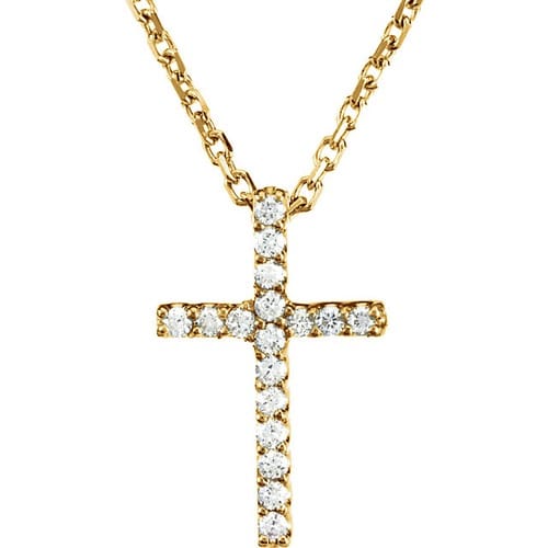 14kt Yellow Gold .085 CTW Diamond Cross 16