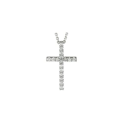 14kt White Gold 1/6 CTW Petite Diamond Cross 18