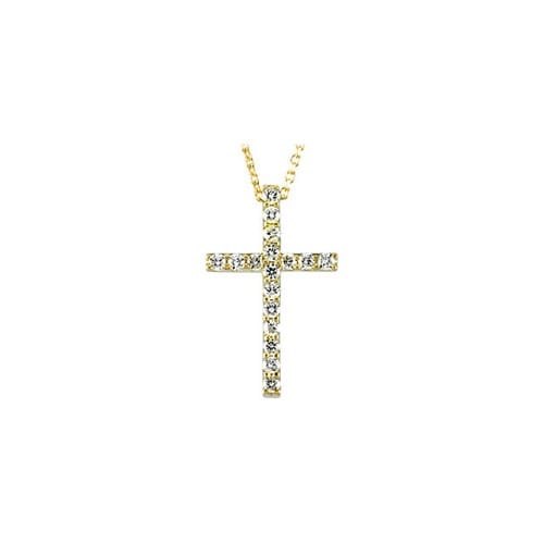 14kt Yellow Gold 1/6 CTW Petite Diamond Cross 18