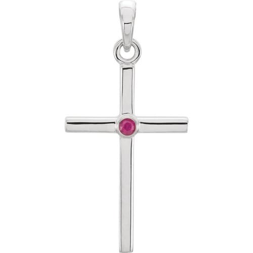 Platinum Ruby Cross 22.75x11.3mm Pendant