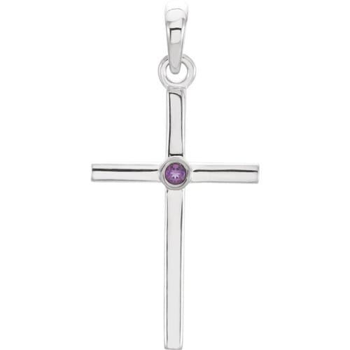 Platinum Amethyst Cross 22.75x11.3mm Pendant