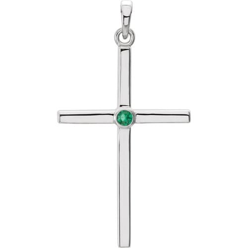 Platinum Emerald Cross 30.55x16.55mm Pendant