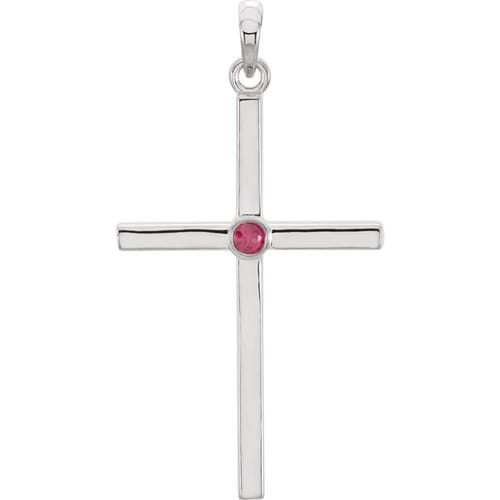 Platinum Ruby Cross 30.55x16.55mm Pendant