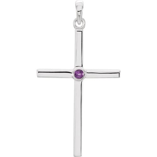 Platinum Amethyst Cross 30.55x16.55mm Pendant