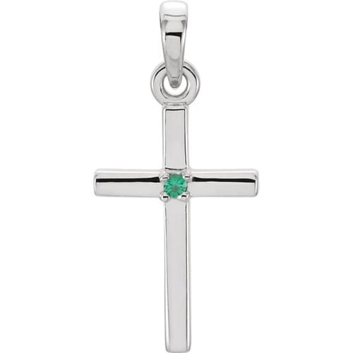 Platinum Emerald Cross Pendant