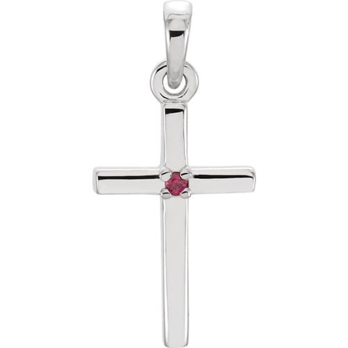 Platinum Ruby Cross Pendant