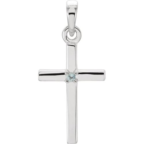 Platinum Aquamarine Cross Pendant