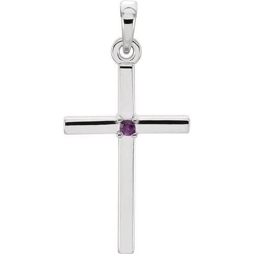 Platinum Amethyst Cross 22.65x11.4mm Pendant