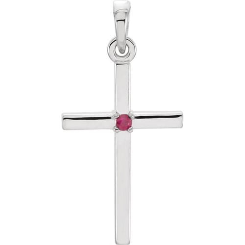 Platinum Ruby Cross Pendant