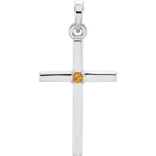 Platinum Citrine Cross 22.65x11.4mm Pendant