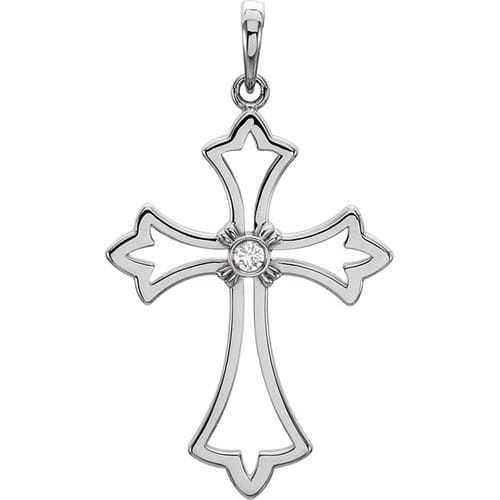 Platinum .03CTW Diamond Cross Pendant