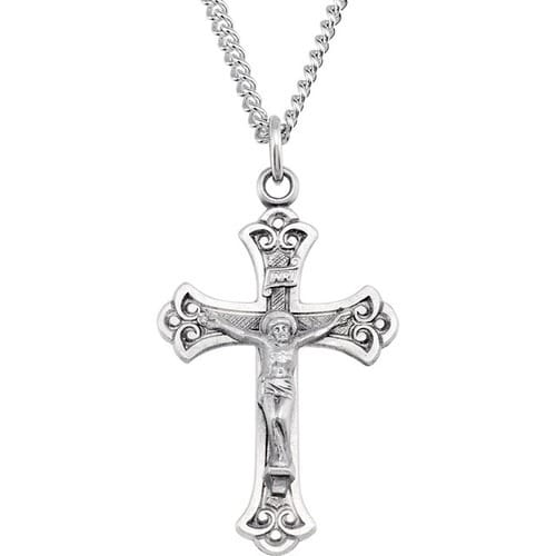 Sterling Silver 32x22mm Crucifix 24