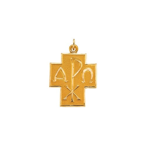 14kt Yellow Gold 24.5x22mm Alpha Omega Cross Pendant