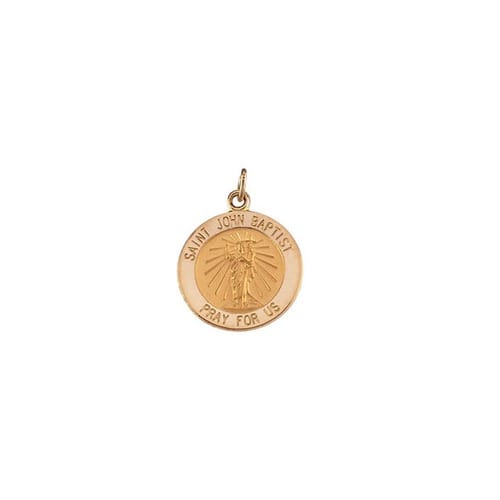 14kt Yellow Gold 12mm Round St. John the Baptist Medal