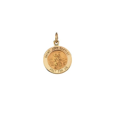 14kt Yellow Gold 12mm Round St. John the Baptist Medal