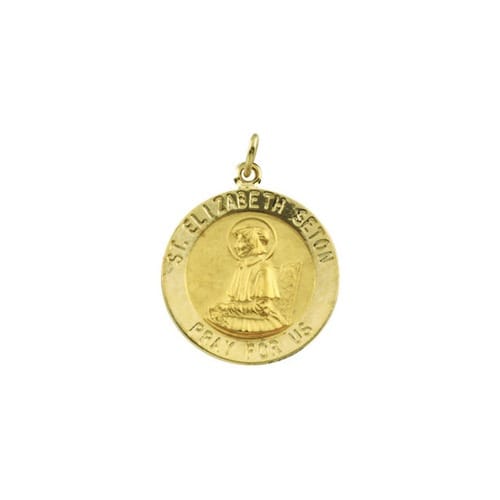 14kt Yellow Gold 18mm Round St. Elizabeth Seton Medal