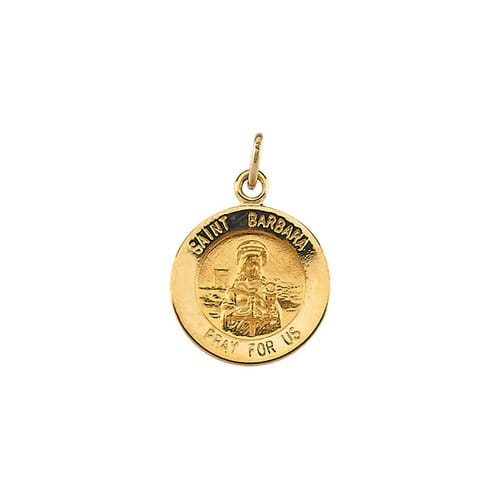 14kt Yellow Gold 12mm St. Barbara Medal