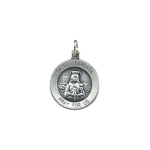 Sterling Silver 14.75mm St. Barbara Medal