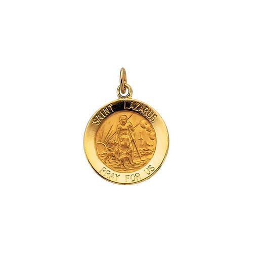 14kt Yellow Gold 15mm Round St. Lazarus Medal