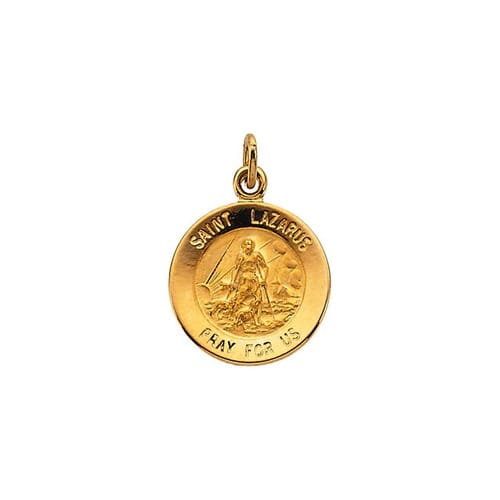 14kt Yellow Gold 12mm Round St. Lazarus Medal