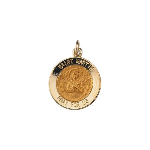 14kt Yellow Gold 15mm Round St. Martin de Porres Medal