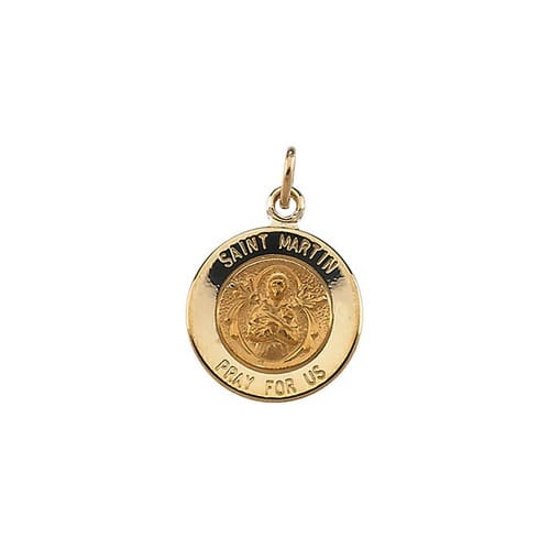 14kt Yellow Gold 12mm Round St. Martin de Porres Medal