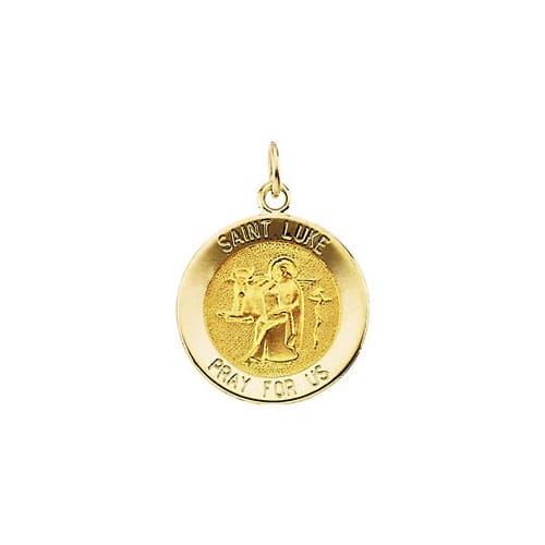 14kt Yellow Gold 15mm Round St. Luke Medal