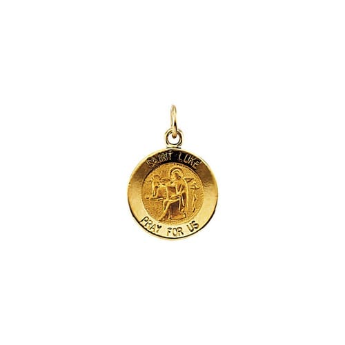 14kt Yellow Gold 12mm Round St. Luke Medal