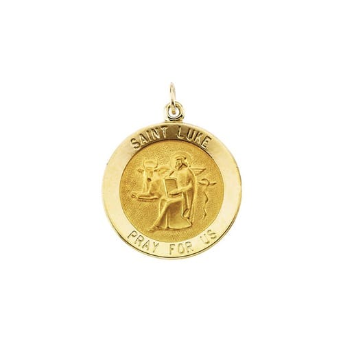 14kt Yellow Gold 22mm Round St. Luke Medal