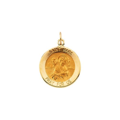 14kt Yellow Gold 15mm Round St. Mark Medal