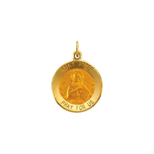 14kt Yellow Gold 15mm Round St.Peter Medal