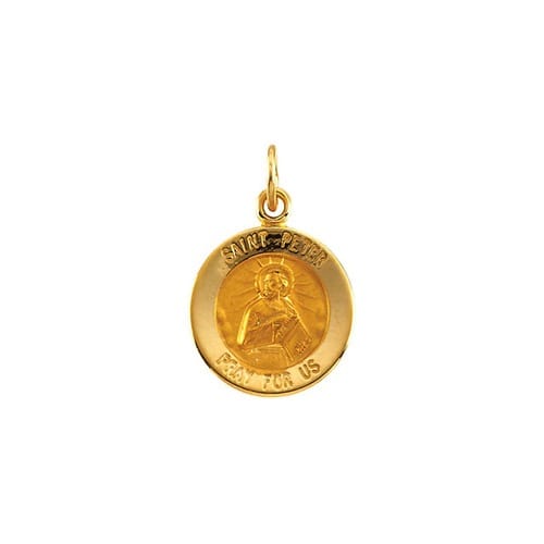 14kt Yellow Gold 12mm Round St.Peter Medal