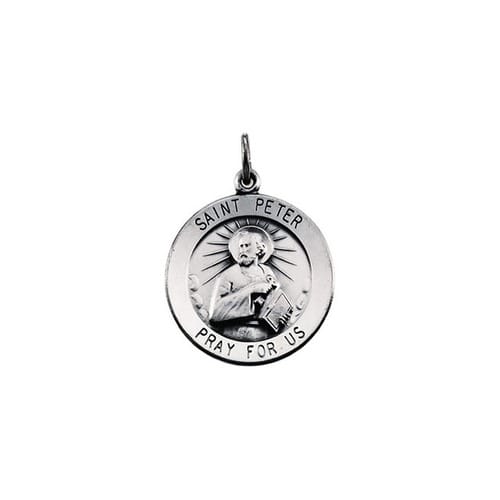 Sterling Silver 15mm Round St.Peter 18