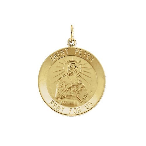 14kt Yellow Gold 25mm Round St.Peter Medal