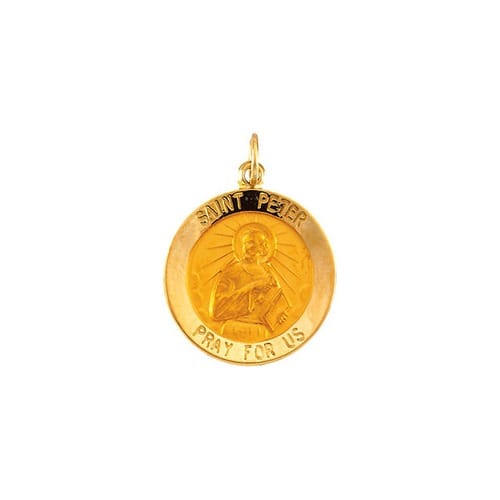 14kt Yellow Gold 18mm Round St.Peter Medal