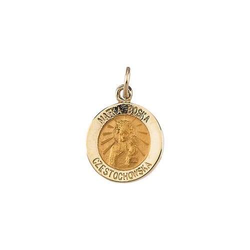 14kt Yellow Gold 12mm Round Matka Boska Medal