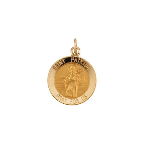 14kt Yellow Gold 15mm Round St.Patrick Medal