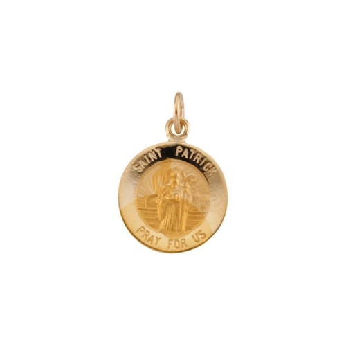 14kt Yellow Gold 12mm Round St.Patrick Medal