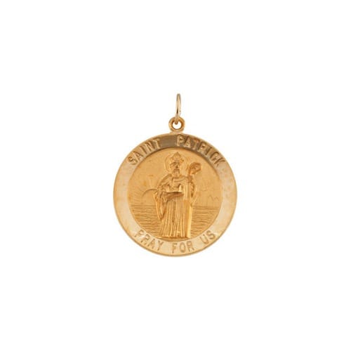 14kt Yellow Gold 25mm Round St.Patrick Medal