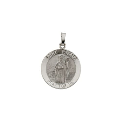 14kt White Gold 18mm Round St.Patrick Medal