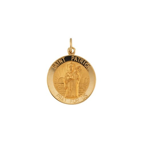 14kt Yellow Gold 18mm Round St.Patrick Medal