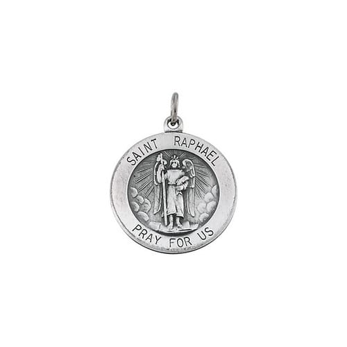 Sterling Silver 15mm Round St.Raphael 18