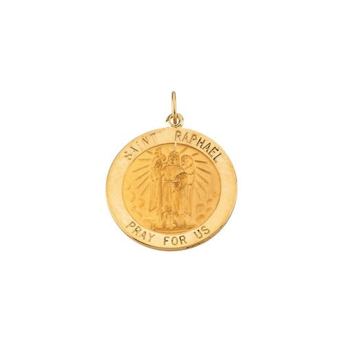 14kt Yellow Gold 25mm Round St.Raphael Medal