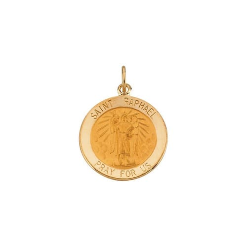 14kt Yellow Gold 18mm Round St.Raphael Medal