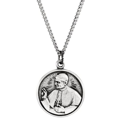 Sterling Silver 16.75mm Round Pope John Paul II 18