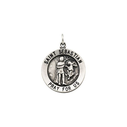 Sterling Silver 18.25mm Round St.Sebastian 18