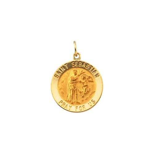 14kt Yellow Gold 18.25mm Round St.Sebastian Medal