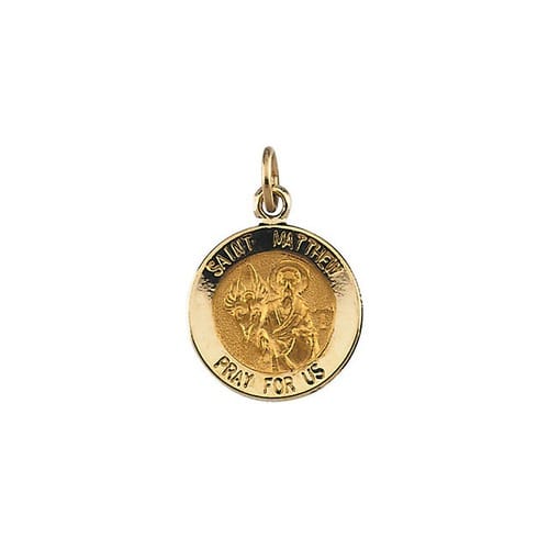 14kt Yellow Gold 12mm Round St. Matthew Medal