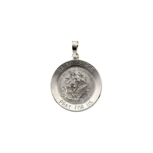 14kt White Gold 18mm Round St. George Medal